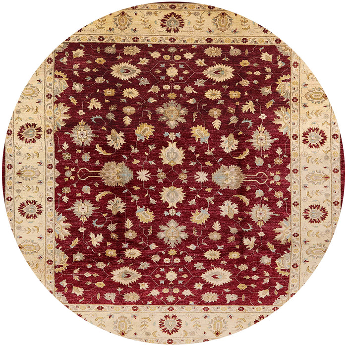 Round Mid-Century Modern Red Oriental Rug, urb714