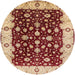 Round Mid-Century Modern Red Oriental Rug, urb714