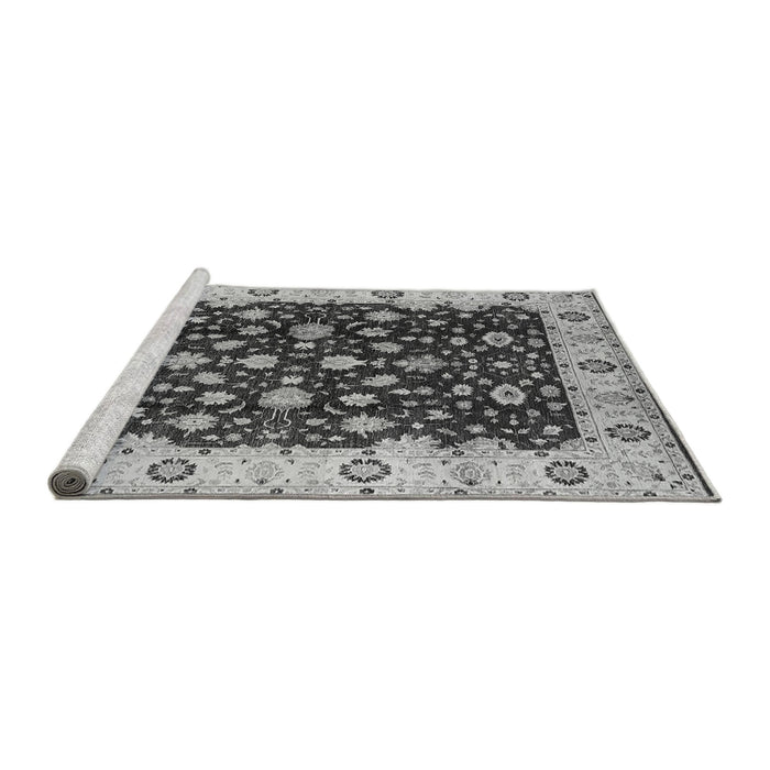 Sideview of Machine Washable Oriental Gray Industrial Rug, wshurb714gry