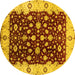 Round Machine Washable Oriental Yellow Industrial Rug, wshurb714yw