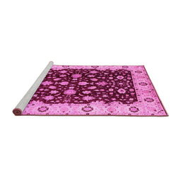 Sideview of Machine Washable Oriental Pink Industrial Rug, wshurb714pnk