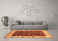 Machine Washable Oriental Orange Industrial Rug, wshurb714org