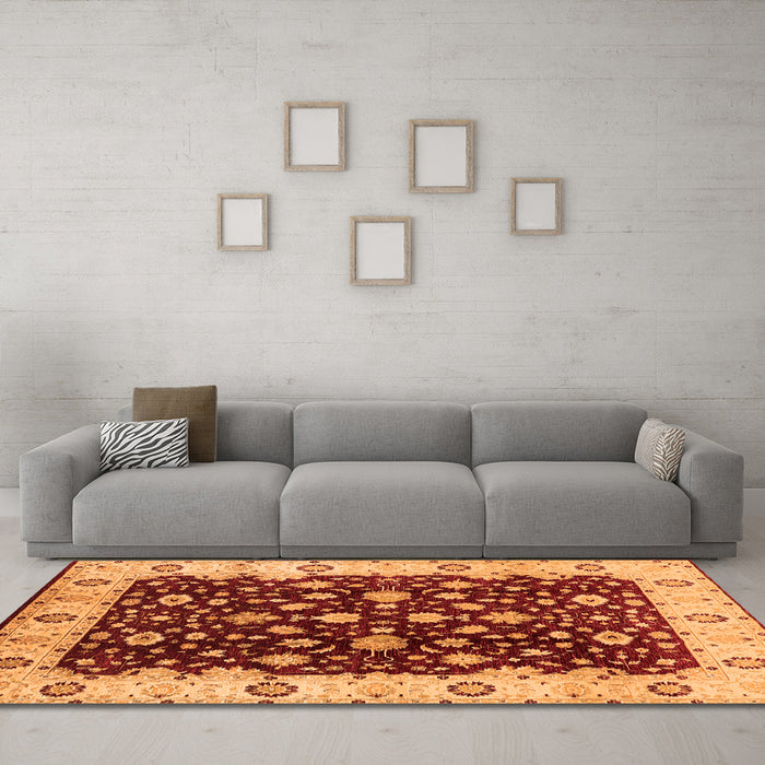 Machine Washable Oriental Orange Industrial Area Rugs in a Living Room, wshurb714org