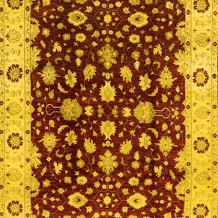 Machine Washable Oriental Yellow Industrial Rug, wshurb714yw