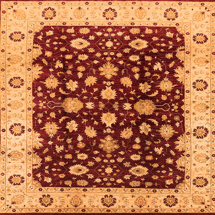 Square Machine Washable Oriental Orange Industrial Area Rugs, wshurb714org