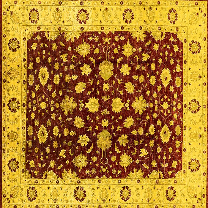 Square Machine Washable Oriental Yellow Industrial Rug, wshurb714yw