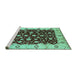 Sideview of Machine Washable Oriental Turquoise Industrial Area Rugs, wshurb714turq