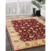 Mid-Century Modern Red Oriental Rug in Family Room, urb714