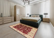 Mid-Century Modern Red Oriental Rug in a Bedroom, urb714