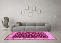 Machine Washable Oriental Pink Industrial Rug, wshurb714pnk