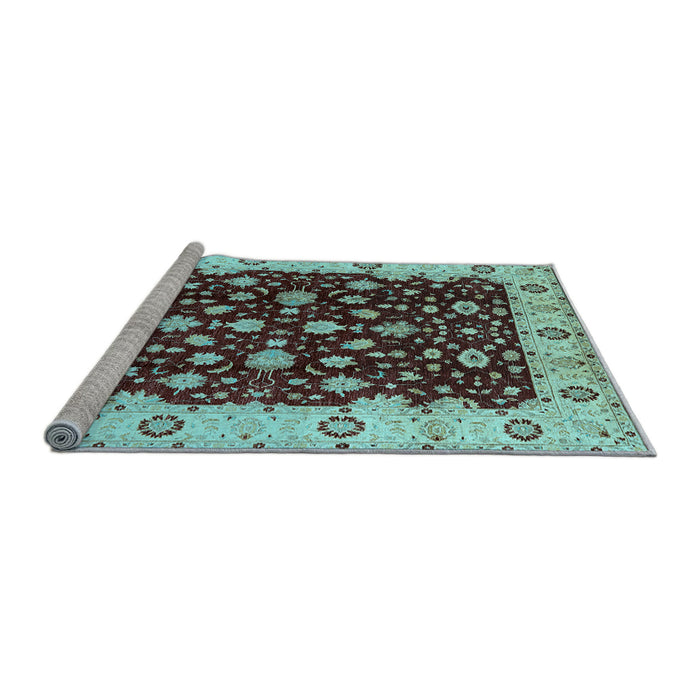 Sideview of Machine Washable Oriental Light Blue Industrial Rug, wshurb714lblu