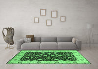 Machine Washable Oriental Emerald Green Industrial Rug, wshurb714emgrn