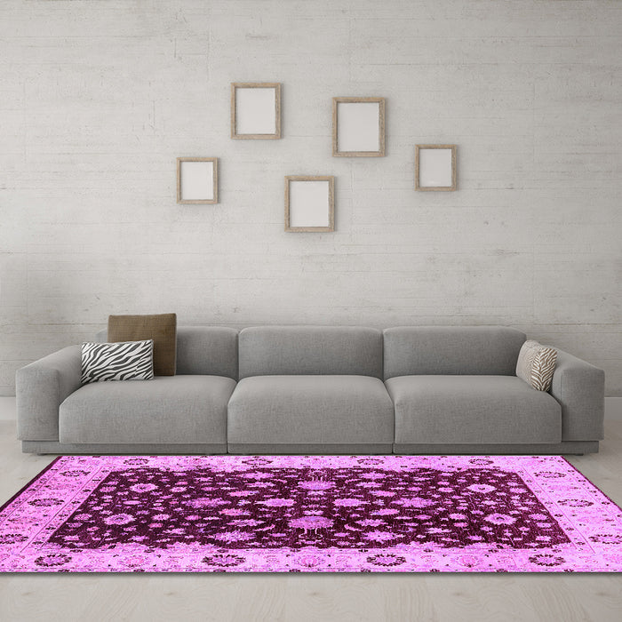 Machine Washable Oriental Purple Industrial Area Rugs in a Living Room, wshurb714pur
