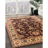 Mid-Century Modern Yellow Orange Oriental Rug, urb715