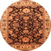 Round Machine Washable Oriental Orange Industrial Area Rugs, wshurb715org