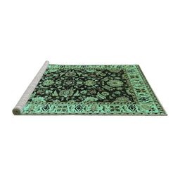 Sideview of Machine Washable Oriental Turquoise Industrial Area Rugs, wshurb715turq