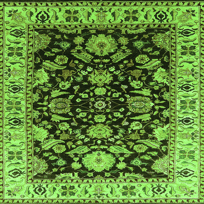 Square Machine Washable Oriental Green Industrial Area Rugs, wshurb715grn