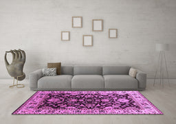 Machine Washable Oriental Purple Industrial Area Rugs in a Living Room, wshurb715pur