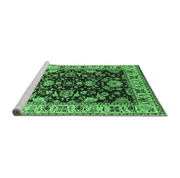 Sideview of Machine Washable Oriental Emerald Green Industrial Area Rugs, wshurb715emgrn