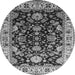 Round Machine Washable Oriental Gray Industrial Rug, wshurb715gry