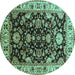 Round Oriental Turquoise Industrial Rug, urb715turq