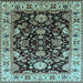 Square Machine Washable Oriental Light Blue Industrial Rug, wshurb715lblu