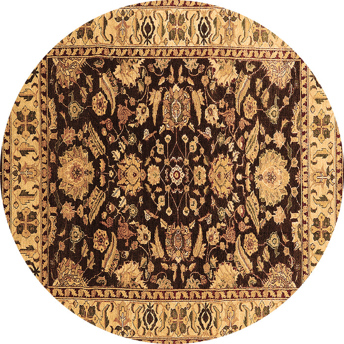 Round Oriental Brown Industrial Rug, urb715brn