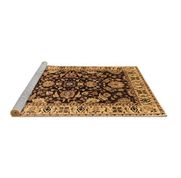 Sideview of Machine Washable Oriental Brown Industrial Rug, wshurb715brn