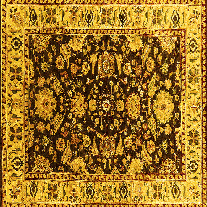Square Machine Washable Oriental Yellow Industrial Rug, wshurb715yw