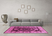 Machine Washable Oriental Pink Industrial Rug, wshurb715pnk