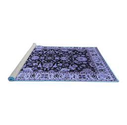 Sideview of Machine Washable Oriental Blue Industrial Rug, wshurb715blu