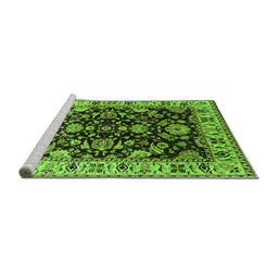 Sideview of Machine Washable Oriental Green Industrial Area Rugs, wshurb715grn