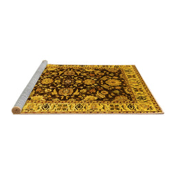 Sideview of Machine Washable Oriental Yellow Industrial Rug, wshurb715yw