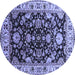 Round Oriental Blue Industrial Rug, urb715blu