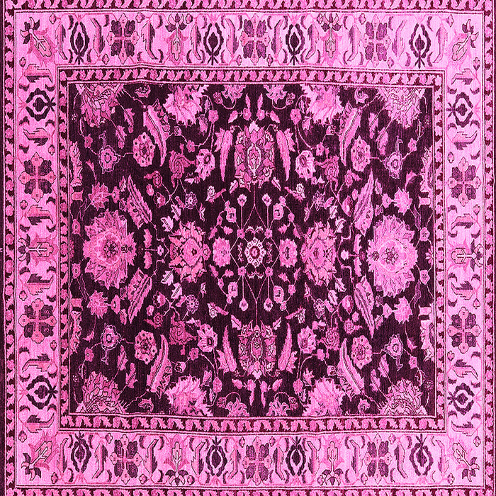 Square Machine Washable Oriental Pink Industrial Rug, wshurb715pnk