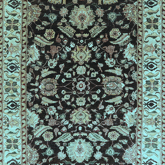 Machine Washable Oriental Light Blue Industrial Rug, wshurb715lblu