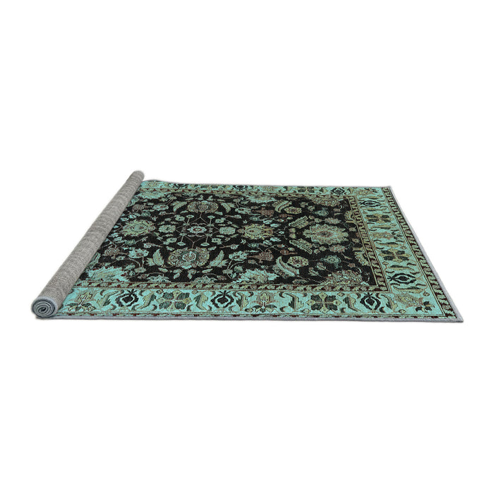 Sideview of Machine Washable Oriental Light Blue Industrial Rug, wshurb715lblu