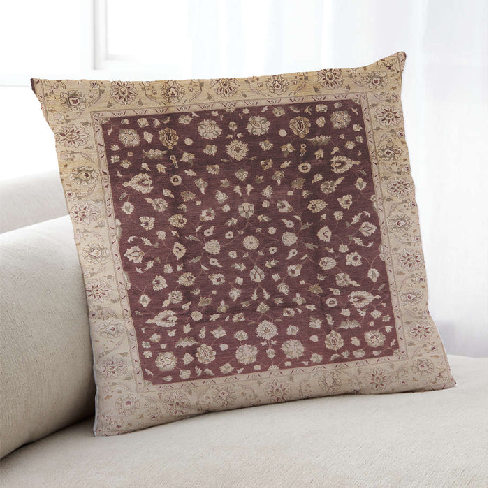 Lifestyle Image of Mid-Century Modern Urban Square Saffron Red Throw Pillow, 18 inch by 18 inch, pwurb716