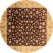 Round Oriental Brown Industrial Rug, urb716brn