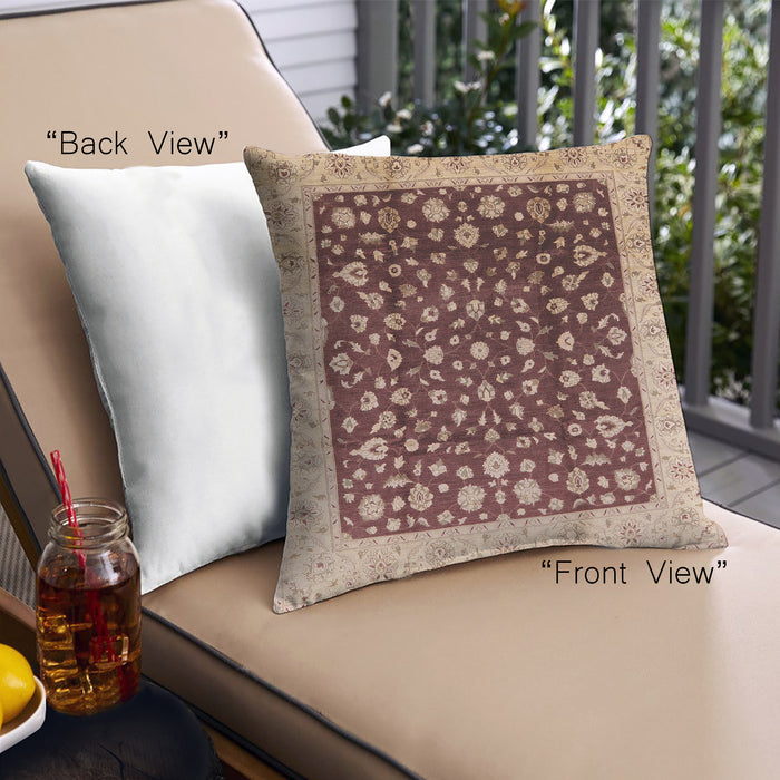 Front View of Mid-Century Modern Urban Square Saffron Red Throw Pillow, 18 inch by 18 inch, pwurb716