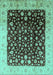 Machine Washable Oriental Turquoise Industrial Area Rugs, wshurb716turq