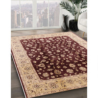 Mid-Century Modern Saffron Red Oriental Rug, urb716