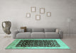 Machine Washable Oriental Turquoise Industrial Area Rugs in a Living Room,, wshurb716turq