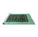 Sideview of Machine Washable Oriental Turquoise Industrial Area Rugs, wshurb716turq