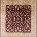 Square Mid-Century Modern Saffron Red Oriental Rug, urb716