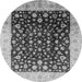 Round Machine Washable Oriental Gray Industrial Rug, wshurb716gry