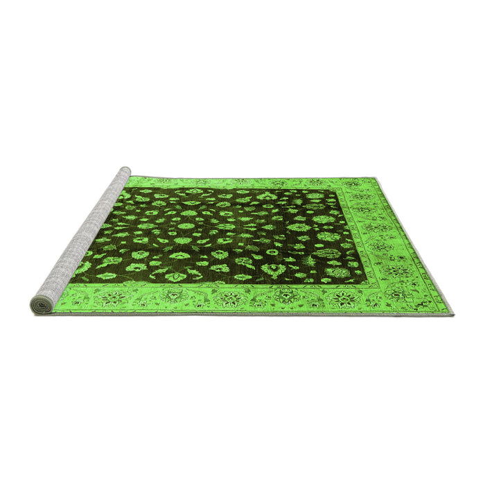 Sideview of Machine Washable Oriental Green Industrial Area Rugs, wshurb716grn