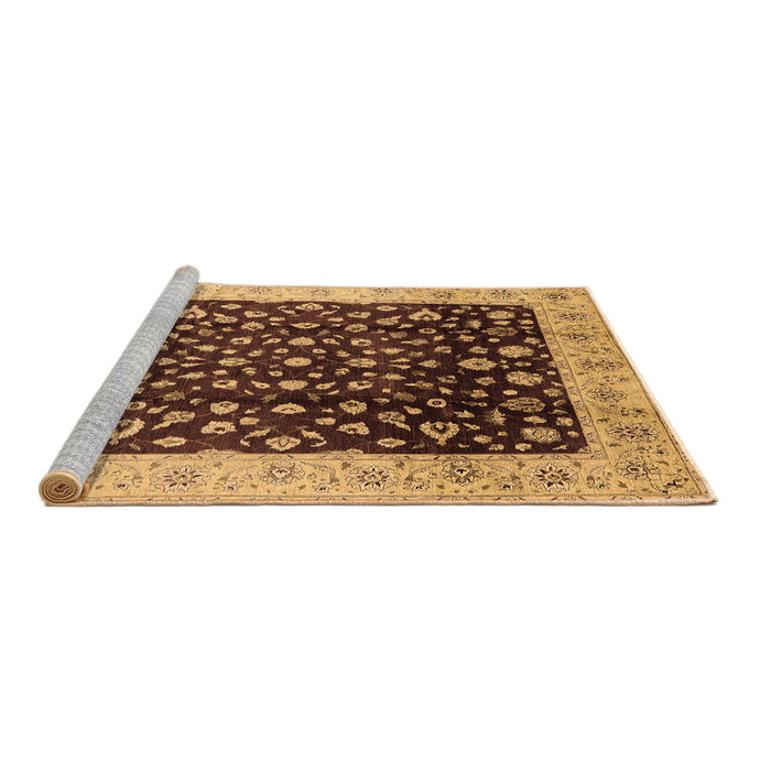 Sideview of Machine Washable Oriental Brown Industrial Rug, wshurb716brn