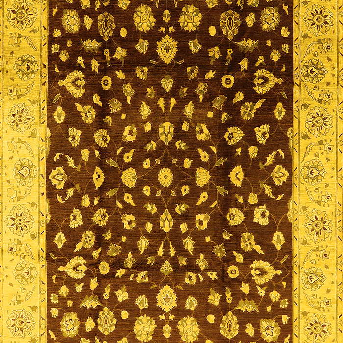 Machine Washable Oriental Yellow Industrial Rug, wshurb716yw
