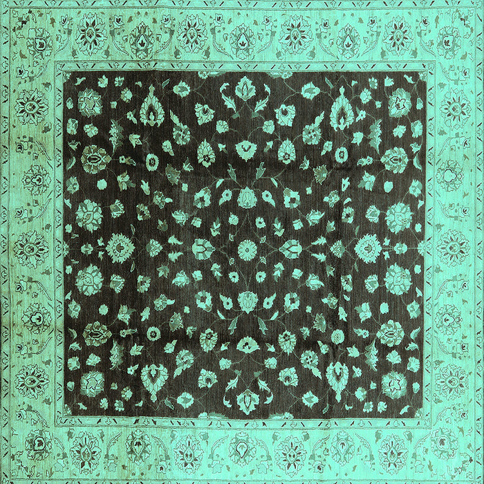 Square Oriental Turquoise Industrial Rug, urb716turq